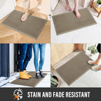 Sturdy Front Door Mat, Absorbent Muddy Dirt Resist Welcome Door Mats Outdoor Indoor, Stain and Fade Resistant, Non-Slip Rubber Backing Low Profile Doormat for Entryway, 30×17, Beige