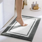GRANNY SAYS Microfiber Bathroom Rugs Non Slip Washable, Water Absorbent Bath Mats for Tub, Soft Bath Mats for Bathroom Floor & Shower, Bath Rug, 20" x 32", Deep Grey Bath Rugs