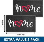 EARTHALL Door Mat 2-Pack Outside Inside Home Doormat 30"x17.5" Durable Floor Mat Non Slip Rug Ultra Absorb Mud Easy Clean Front Doormat for Garage, Entryway, Patio, High Traffic Areas, Black
