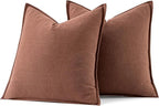 MIULEE Fall Decorative Linen Euro Sham Pillow Covers 24x24 Rust Red Boho Farmhouse Neutral Couch Throw Pillows for Bed Pack of 2 Accent Modern Pillowcase Sofa Livingroom Home Decor