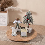 Round Decorative Tray Farmhouse Bathroom Decor Wood Riser Kitchen Countertop Organizer for Perfume, Candle, Plant, 11 inch Burlywood