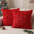 Christmas Pillow Covers 18x18 inch Set of 2 Soft Plush Faux Fur Christmas Decor Red Xmax Tree Yellow Colored Lights Decoration Throw Pillow Case for Winter Holiday Sofa Living Room PT003B18