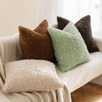 MIULEE Pack of 2 Light Green Faux Fur Throw Pillow Covers 18x18 Inch Boucle Decorative Sherpa Pillow Covers Fuzzy Accent Soft Sheepskin Fleece for Boho Home Decor Sofa Living Room Couch Bed