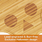 WILLKOMMEN Halloween Serving Tray, Skull Shaped Charcuterie Board, Bamboo Serving Platter 10" x 9" for Party Child Spooky Appetizer Board Serving Dish for Cheese,Snacks,Candy,Cookies