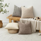 MIULEE Pack of 4 Christmas Couch Throw Pillow Covers 16x16 Inch Neutral Beige/Brown Soft Decorative Chenille Pillow Covers Farmhouse Accent Cushion Covers for Boho Home Decor Sofa Bedroom Living Room
