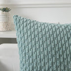 Kevin Textile Throw Pillow Covers Soft Corduroy Decorative Set of 2 Boho Striped Pillow Covers Pillowcases Farmhouse Home Decor for Couch Bed Sofa Living Room 18x18 Inch Dusty Green