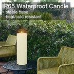14" x 4" Large Outdoor Candles with Timer Waterproof, Remote Control Flickering Flameless Candles Battery Operated, Tall Fake LED Pillar Candle for Patio Porch Lantern, Ivory, 1 Pack