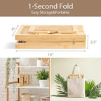 Bamboo Bathtub Tray | Splash-Proof Adjustable (28-40 Inch) | Non-Slip Pads, Wine Holder & Tablet Stand | Bath Relaxation & Reading Essentials