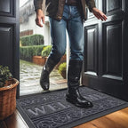 OLANLY Welcome Door Mat Indoor Outdoor Entrance, Heavy Duty Sturdy Front Door Mat, Waterproof All-Weather Doormat, Stain Resistant, Low Profile, Easy Clean Patio Entryway Mat, 47 x 32, Grey