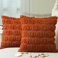 GEEORY Fall Pumpkin Throw Pillow Covers 20x20 Inch Set of 2, Autumn Soft Plush Faux Fur Wool Decorative Farmhouse Holiday Cushion Case for Home Decoration (Rust) GC001-20