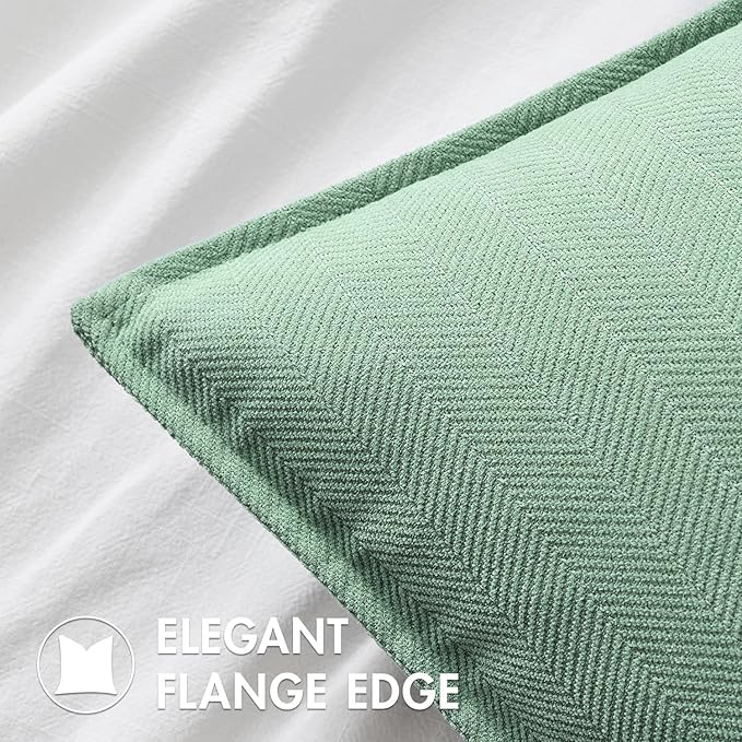 MIULEE Pack of 2 Greyish Green Decorative Pillow Covers 20x20 Inch Soft Chenille Luxurious Couch Throw Pillows Farmhouse Cushion Covers with Elegant Design for Sofa Bedroom Living Room Home Decor
