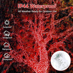 2 Pack Christmas String Lights Battery Operated with Timer, 66FT 200 LED Waterproof Twinkle Lights, 8 Modes Fairy Light for Indoor and Outdoor Bedroom Garland Tree Christmas Decorations (Red)