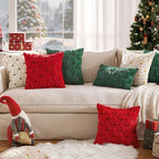 MIULEE Christmas Tree Decorative Pillow Covers Faux Fur Wool Throw Pillows Soft Plush Cushion Covers Set of 2 Xmas Home Decor Winter Holiday for Sofa Couch Livingroom Bed 20x20 Inch Dark Green