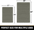 H.VERSAILTEX Waffle Bath Mat Super Absorbent Bathroom Mats Non Slip Bath Rugs for Bathroom Floor Machine Washable Ultra Soft Bathroom Rugs for Beside Tub, (32 x 20 Plus 24 x 17 - Inches, Smokey Olive)