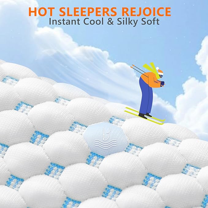 Cooling Memory Foam Pillows for Sleeping Firm and Soft, Queen Size Set of 2, Original Adjustable Pillows for Side, Back or Stomach Sleepers (2, Blue, Queen)