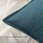 MIULEE Decorative Linen Euro Sham Pillow Covers 22x22 Inch Blue Boho Farmhouse Neutral Couch Throw Pillows for Bed Pack of 2 Accent Coastal Modern Pillowcase Summer Sofa Livingroom Home Decor