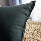Jeanerlor 24" x 24" Natural Cotton Linen Soft Soild Decorative Square Throw Pillow Covers Green Set Cushion Case for Sofa Bedroom Car 60 x 60cm, Dark Green