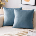 EMEMA Pack of 2 Velvet Throw Pillow Covers Decorative Square Pillowcase Soft Solid Cushion Case for Sofa Bedroom Chair Car 18x18 Inch Light Blue