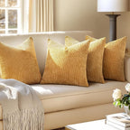 MIULEE Pack of 4 Couch Throw Pillow Covers 18x18 Inch Gold Soft Decorative Chenille Pillow Covers Farmhouse Accent Cushion Covers for Boho Home Decor Sofa Bedroom Living Room