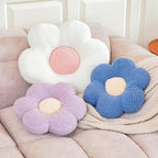 Flower Pillow, Cute Daisy Decorative Pillow for Bed, Soft Home Decor Floor Seating Cushion (Blue, 19.6 Inches)