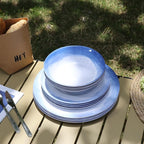 Melamine Dinnerware Sets- 12pcs Melamine Plates and Bowls Set for 4, Suitable for Indoor and Outdoor Use, Blue