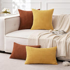 MIULEE Pack of 2 Corduroy Soft Soild Decorative Square Throw Pillow Covers Cushion Cases Pillowcases for Sofa Bedroom Car 20 x 20 Inch 50 x 50 Cm Dark Rust