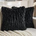 FUTEI Black Decorative Throw Pillow Covers 26x26 Inch Set of 2,Soft Fluffy Faux Feather Texture Euro Pillow Shams,Modern Home Luxury Decor for Couch Bed Living Room