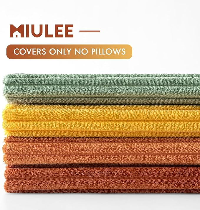 MIULEE Fall Decorative Throw Pillow Covers 24x24 Inch Set of 4, Vibrant Cushion Covers Vintage Retro Home Decor, Mix and Match Color Clash Design for Sofa Couch Bed Living Room Yellow Rust Green
