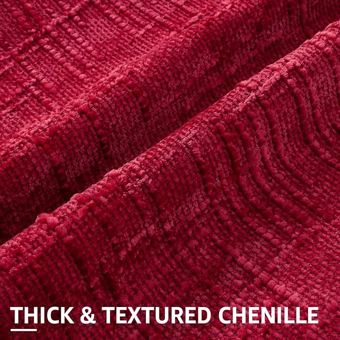 decorUhome Christmas Red Chenille Throw Pillow Covers 20x20 Set of 2 Thick Textured Slubby Couch Pillow Covers Farmhouse Accent Modern Neutral Decorative Pillow Cases for Bed Sofa Living Room