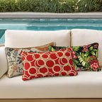Outdoor Decorative Pillows Pack of 4, 20" x 12" Outdoor Pillow Set for Couch Bed Throw Patio Sofa, Circle Red