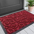 Smiry Welcome Door Mat Outside Entrance, Heavy Duty Trap Dirt and Moisture Easy Clean Low Profile Patio Porch Indoor Outdoor Front Doormat for Entry, 29.5x17 Inch, Burgundy/Welcome