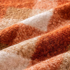 Orange Plaid Fall Throw Pillow Covers 18x18 Inch Set of 2, Boucle Decorative Pillow Covers,Cozy Fluffy Home Living Room Farmhouse Decor for Sofa Couch Bed