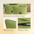 Outdoor DecorativePillows with Coconut Button Pack of 4, 16" x 16" Outdoor Pillow Set for Couch Bed Throw Patio Sofa, Chartreuse