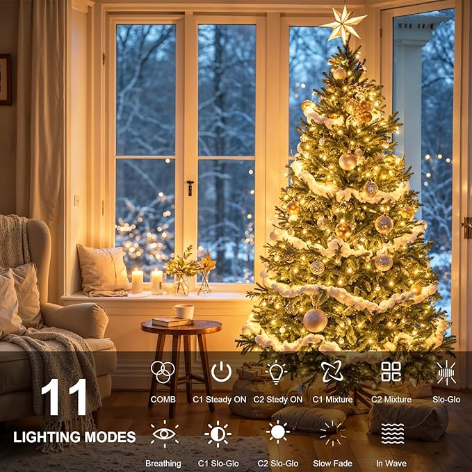 echosari Connectable Christmas String Lights, 400 LED Dual Color Changing String Lights Plug in 66Ft with Timer for Tree Garden Indoor Decor (Warm White & Multicolor)