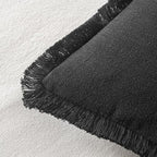 MIULEE Decorative Throw Pillow Covers Neutral Linen Fringe Throw Pillows Euro Shams Set of 2 Black Boho Farmhouse Cushion Covers for Couch Sofa Bed Living Room Spring Home Decor 26x26 Inch