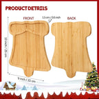 TJ POP Christmas Bell-Shaped Bamboo Serving Platter, Holiday Decorative Jingle Bell Candy Snack Tray, 10” x 9” Natural Wood Serving Tray Cute Charcuterie Board for Cheese, Cookies & Festive Displays