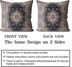 Snycler Boho Throw Pillow Covers 16x16 inch Set of 2 Black Medallion Border Area Rug Double Sided Pattern Cotton Soft Pillow Case Cushion Cover Pillowcase for Couch Sofa Bed Decorative