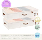StorageWorks Large Under Bed Storage Containers with Handles and Label Holder, 2 Pack Ultra-thick Fabric Underbed Bins, Closet Organizer for Clothes, Blankets, Sweater