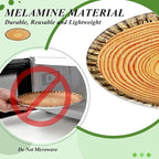 3Pcs Wood Grain Serving Tray Round Melamine Platter 10 Inch Dessert Plates for Camp-Fire Party Camping Woodland Animal Baby Shower Birthday Party Supplies