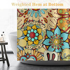 Aimego Boho Floral Shower Curtains - Bohemian Mandala Gypsy Colorful Flowers Bath Shower Curtain Set with 12 Hooks for Adults Bathroom Decor Accessories, 72"x72"