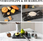 Natural Moroccan Fossil Stone Tray - Black Marble Decorative Serving Board for Charcuterie, Cheese, Pastry - Jewelry, Candles, Perfume, Trinket Plate, Kitchen & Home Decor Centerpiece 12"x 8"
