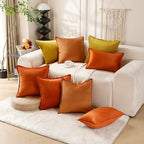 VAKADO Throw Pillow Covers 12x20 Set of 2 Burnt Orange Velvet Decor Decorative Couch Cushion Euro Autumn Fall Pillowcases with Fringe Home Bed Decoration for Sofa Bedroom Office