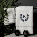 Decorative and Monogrammed Hand Towels for Bathroom Kitchen Makeup | Personalized Gift for Wedding-Bridal | Roman Font Custom Luxury Turkish Towel | Spa Collection, Oversized, 16 X 30 Inch, Set of 2