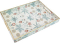 Rectangle Serving Tray with Handles, Coffee Table Tray for Ottoman, Living Room, Outdoor Tray for Patio Entertaining, Serving Breakfast Kitchen Platter, Daisy