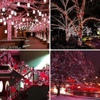 2 Pack 480 LED Solar Chrismas Lights Outdoor, 170 FT Super Long Solar String Lights for Outside with 8 Modes & Memory Function, Waterproof Twinkle Light for Xmas Tree Party Decorations (Red and White)