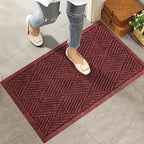 Sturdy Front Door Mat, Absorbent Muddy Dirt Resist Welcome Door Mats Outdoor Indoor, Stain and Fade Resistant, Non-Slip Rubber Backing Low Profile Doormat for Entryway, 30×17, Red