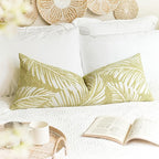 BlissBlush Green Boho Lumbar Throw Pillow Cover 14X36, Decorative Long Accent Body Lumbar Pillow for Bed, Farmhouse Woven Textured Lumbar Pillowcase for Couch (Cover ONLY)