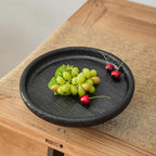 Round Light Wood Serving Tray with 4 Legs,12 Inch Rustic Decorative Tray for Home Decor,Black Footed Pedestal for Countertop, Kitchen, Bathroom, Bedroom (Plants, Candles, Artwork)