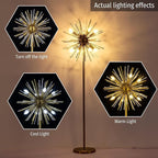 Wellmet Gold Floor Lamp for Living Room, Mid Century Modern Floor Lamps for Bedroom, Brass Finish, 65.3 Inch Tall Unique Metal Floor Lamp for Corner Decorative, Globe Shade (Gold)