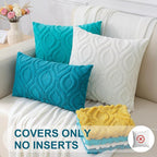 decorUhome Fall Throw Pillow Covers 18x18 Inch Set of 2, Soft Plush Decorative Faux Fur Teal Solid Couch Pillow Covers, Accent Farmhouse Neutral Square Euro Pillow Cases for Sofa Bed Living Room
